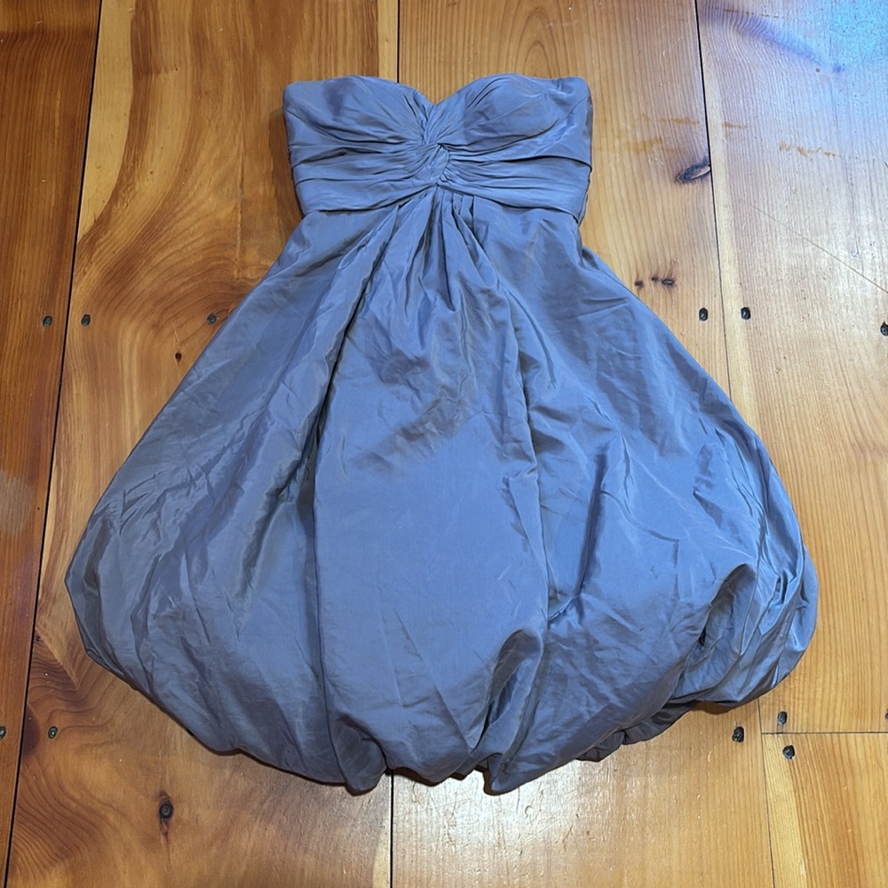 HITHERTO 0 Mauve Purple Strapless Bubble Hem Dress Silk BHLND Wedding Cocktail